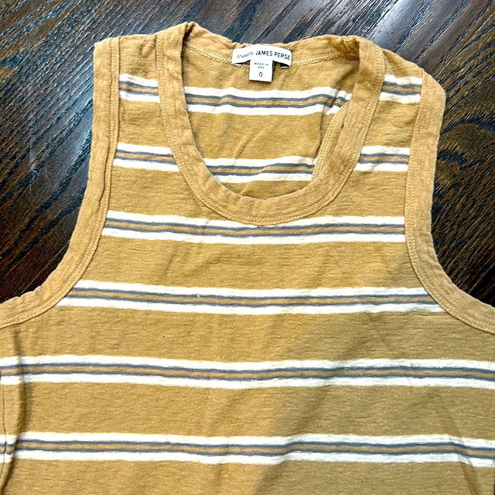 James Perse woman’s Striped Tank Top camel sz 0 (xs)